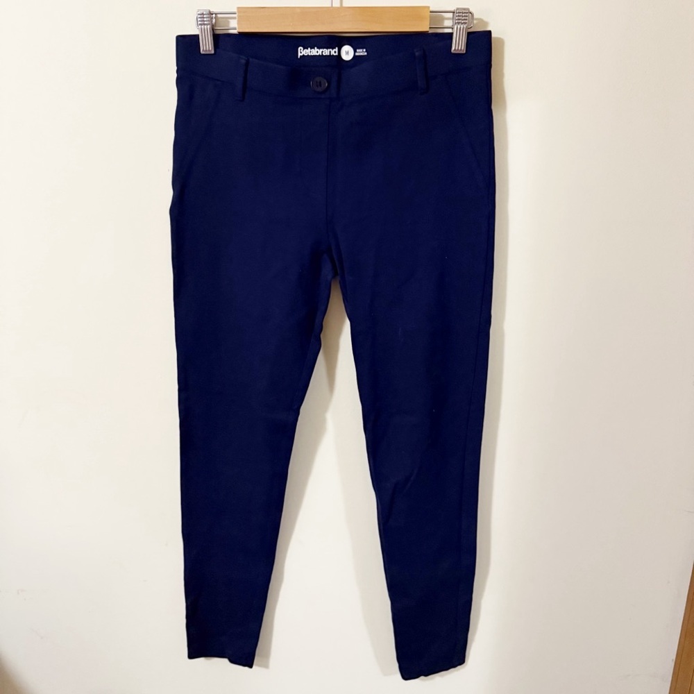 Betabrand Womens Navy Pants Size Medium Faux Pockets
